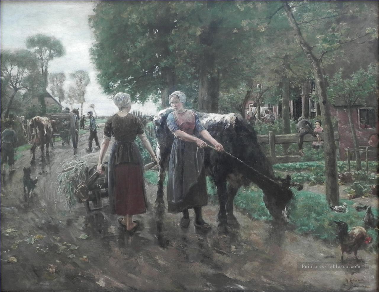 Road in Dutch village 1885 Max Liebermann impressionnisme allemand Peintures à l'huile